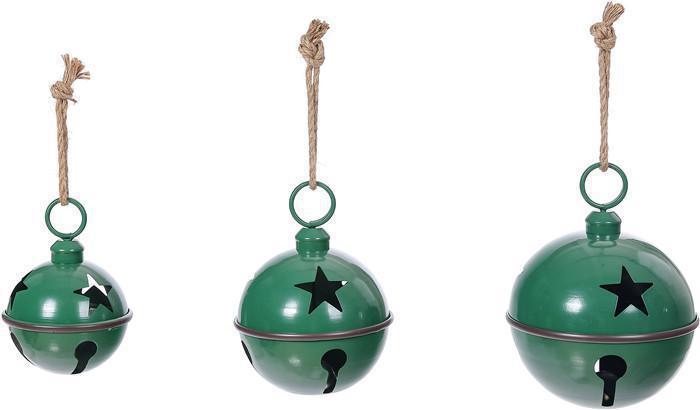 Special T - Metal Green Glossy Star Bell Hanging - Medium 5 inch - X24512