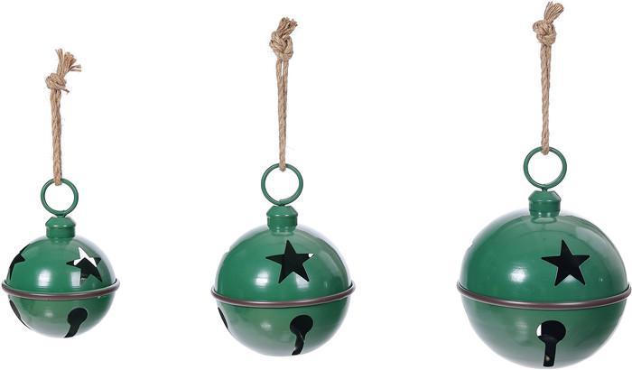 Special T Large Metal Green Glossy Star Bell Hanging X24511