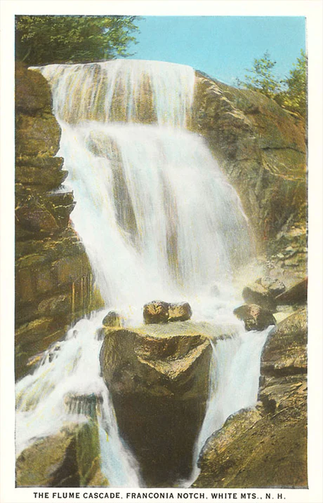 Found Image Press - NH-35 Postcard: Flume Cascade, Franconia Notch, White Mountains NH-00035-PC2001-M