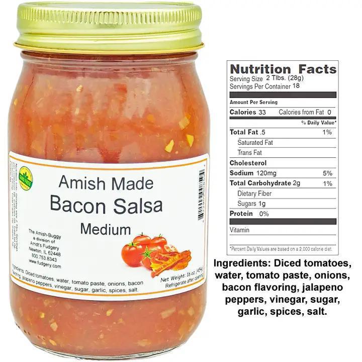 Arndt's Fudgery - Amish Fresh Made Bacon Salsa 16 oz. Jar