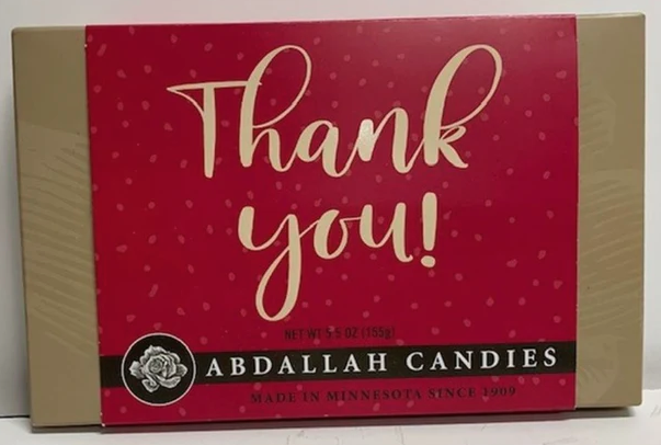 Abdallah Candies - Greeting Card Gift Box 5.5 oz - Thank You - 0308TY
