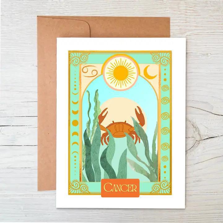 Raven's Edge Studio - Zodiac Card - Cancer Card - Astrology Card - Tree Free