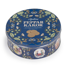 Nyakers - Swedish Gingersnap Cookies in Blue Rosemaling Tin 400g - 64-BK405U