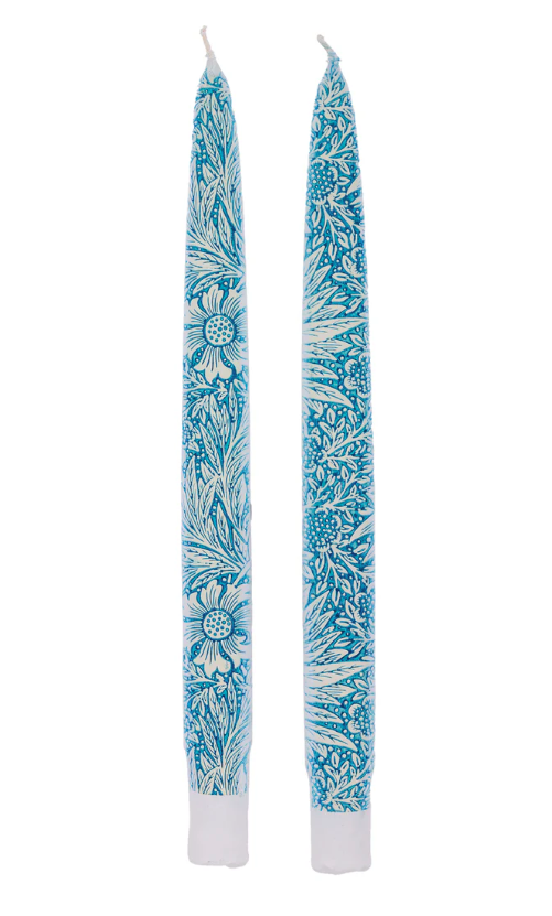 Flatyz - Blue marigold by William Morris - Set of 2 Taper Candles - 24V205