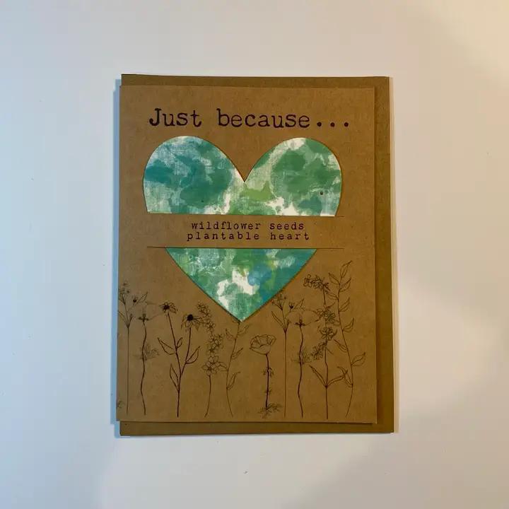 Raven's Edge Studio - Plantable Heart Card | Just Because Card | Eco Friendly Card | Green Tie Dye