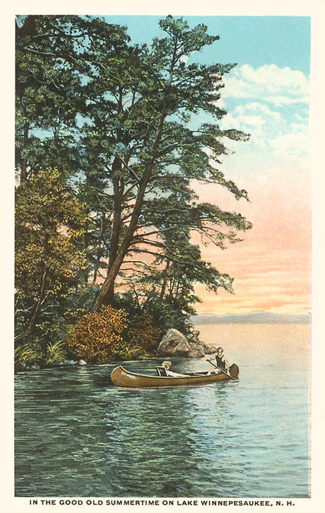 Found Image Press -NH-133 Postcard: Canoing on Lake Winnipesauke NH-00133-PC2001-M