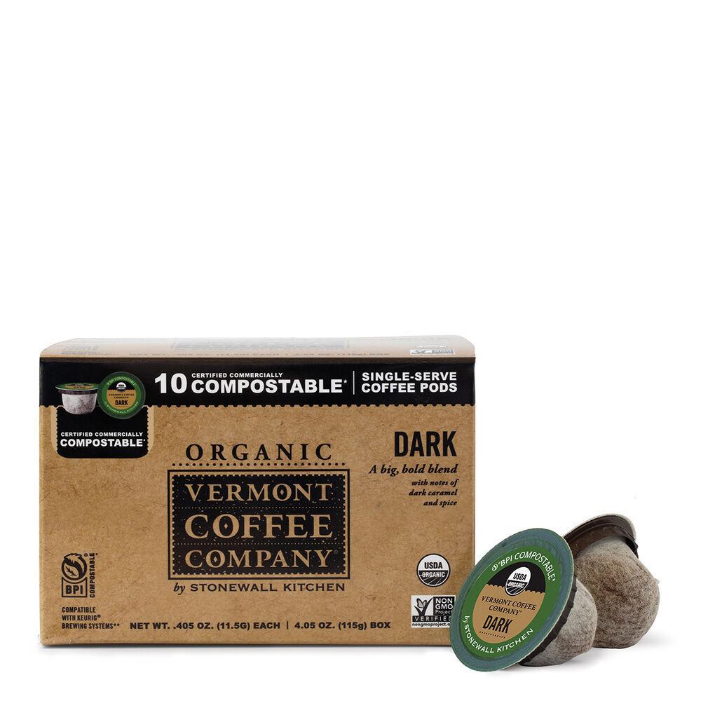 Stonewall Kitchen - Vermont Coffee Company - Organic Dark Compostable Coffee Pods - 10 ct - 380052