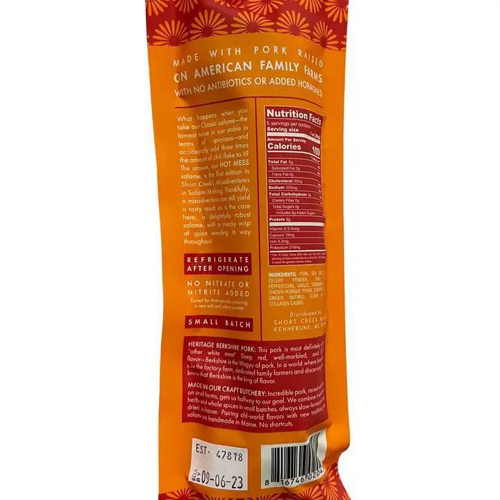 Short Creek Farm  - Hot Mess Salami 5 oz 1040-1070-0500 DISSVF