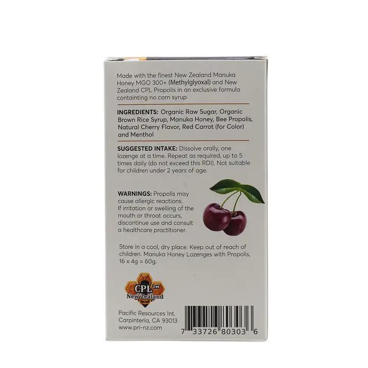 Pacific Resources - Manuka Honey Propolis Lozenge, Cherry 3.2 oz - 80303