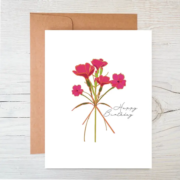 Raven's Edge - Birthday Wildflower Seed Card ~ Pink Wildflower Bouquet