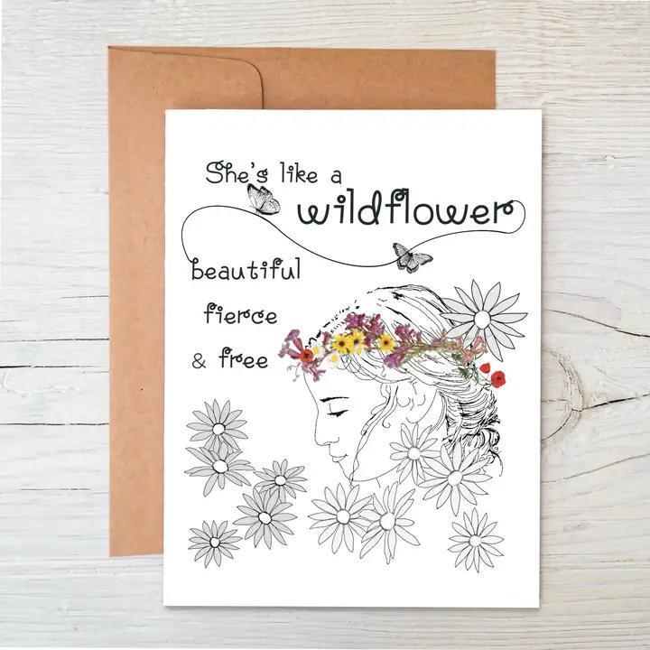 Raven's Edge Studio - Plantable Seed Card | Wildflower Card | Eco Friendly Card | She's Like A Wildflower