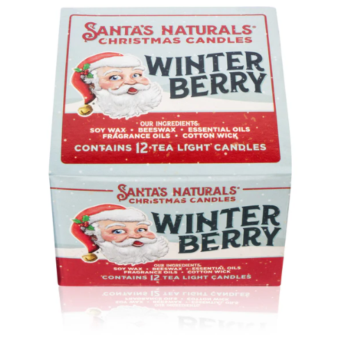Murphy's Naturals - Santa's Naturals - Winter Berry Tea Light Candles 12 Count - SN004-WB-C6