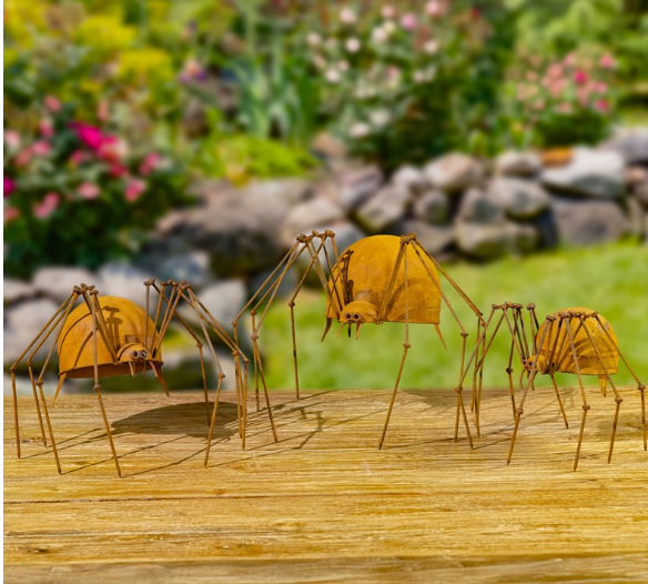 Metal Spider Garden Figurines "Whisper, Webster, & Weaver" ZR196405-SET