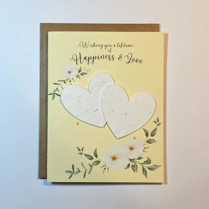Raven's Edge Studio - Plantable Wildflower Seed Hearts - Yellow Eco Wedding Card