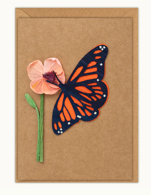 Husk & Heart - Monarch Butterfly Kraft Paper Card and Matching Envelope - HH-GC-10022