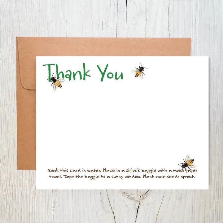 Raven's Edge Studio - Plantable Thank You Notecards | Wildflower Cards | Bees| Set of 6