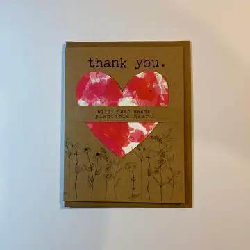 Raven's Edge Studio - Plantable Heart Card | Thank You Card | Eco Conscious Card | Red Tie Dye