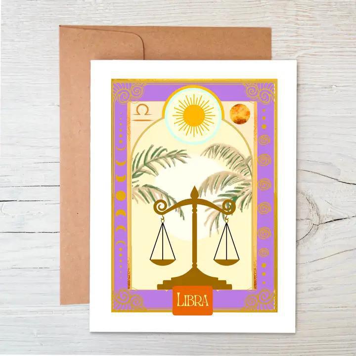 Raven's Edge Studio - Zodiac Card - Libra Card - Astrology Card - Eco Card