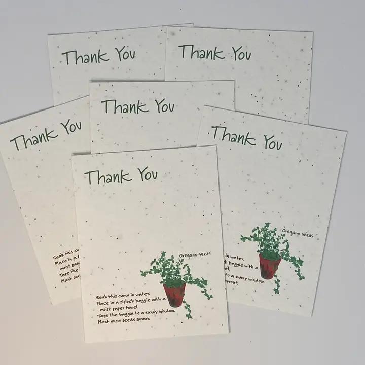 Raven's Edge Studio - Plantable Oregano Notecards | Thank You Cards | Set of 6
