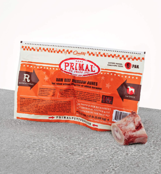 Primal Dog -  Frozen Bones Marrow Beef - 2 Inches - 6 Count 76000017