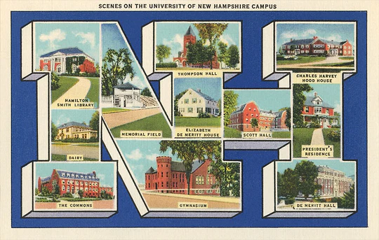 Found Image Press - NH-247 Postcard: Greetings from NH, University of New Hampshire NH-00247-PC2001-M