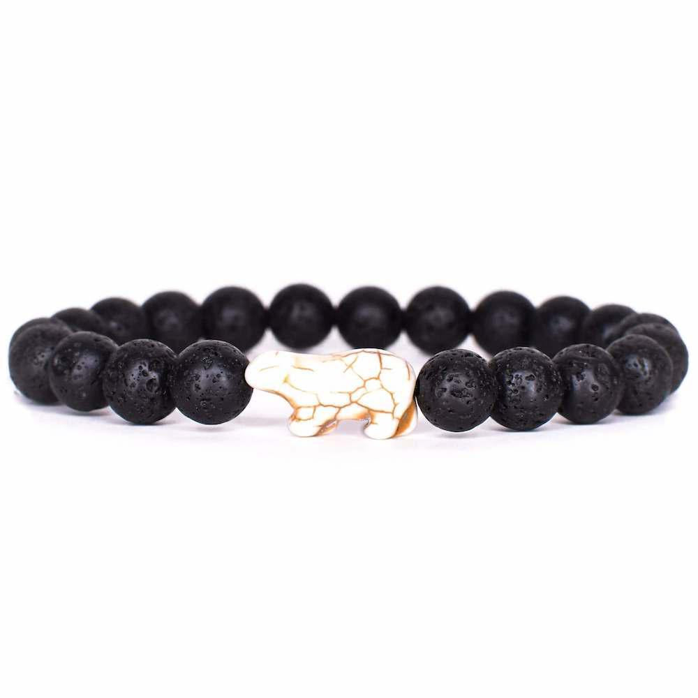 Fahlo - The Venture Bracelet - Tracks a Polar Bear - Lava Stone DISVEN