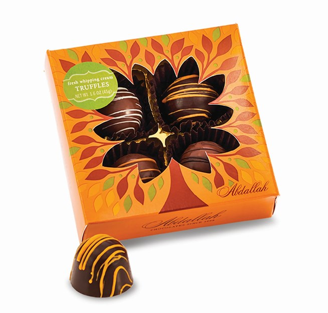 Abdallah Candies - Miniature Whipping Cream Truffles - Autumn Orange box 1.6 oz - 7877F