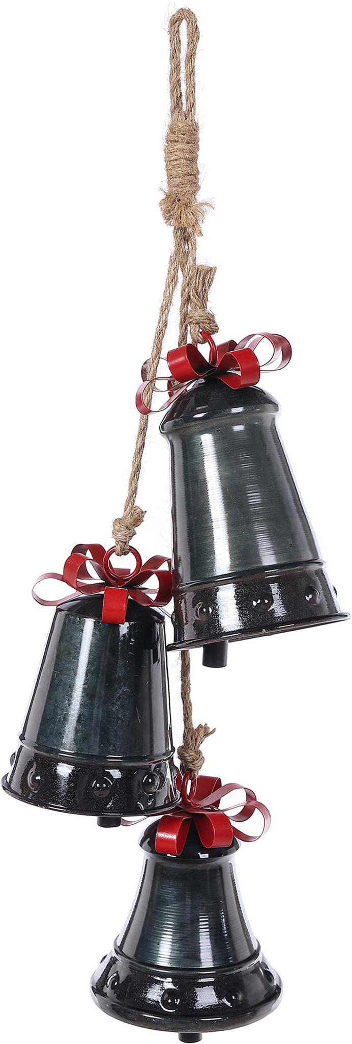 Special T - Dark Galvanized Mixed 3 Bells & Bows with Hanger - X24168