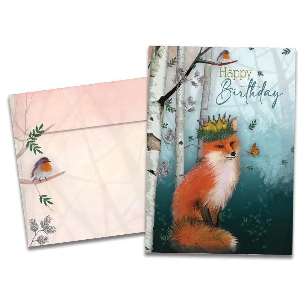 Tree-Free Greetings - Birthday Card - Fox with Crown 21616