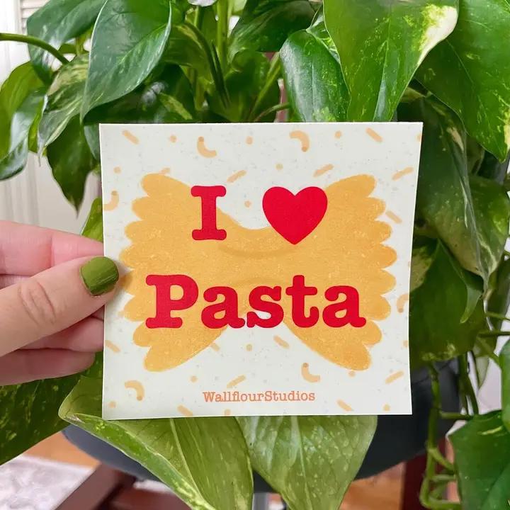 Wallflour Studios - I Heart Pasta Bumper Sticker