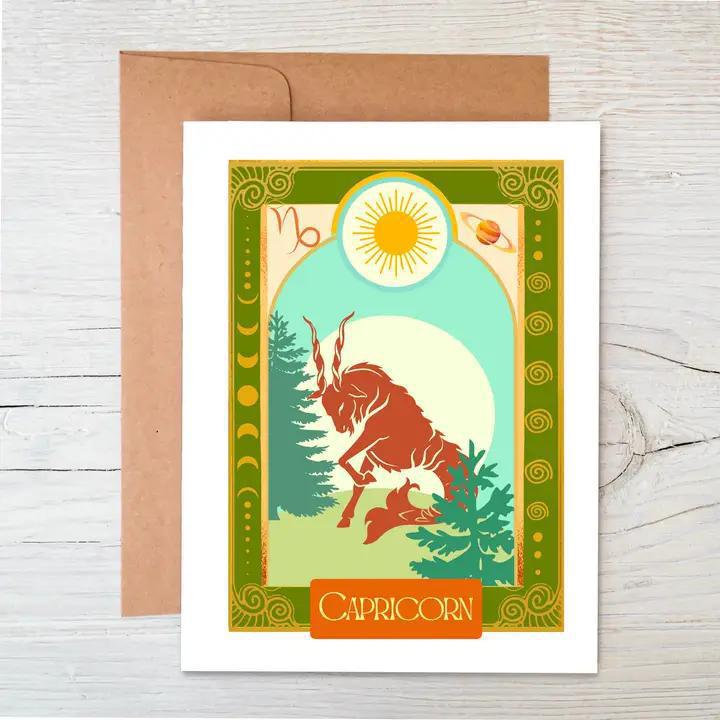 Raven's Edge Studio - Zodiac Card - Capricorn Card - Astrology Card - Eco Card