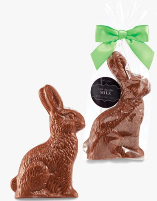 Abdallah Candies - Flat Milk Chocolate Rabbit w/ Green Bow 4.25 oz - 9354E