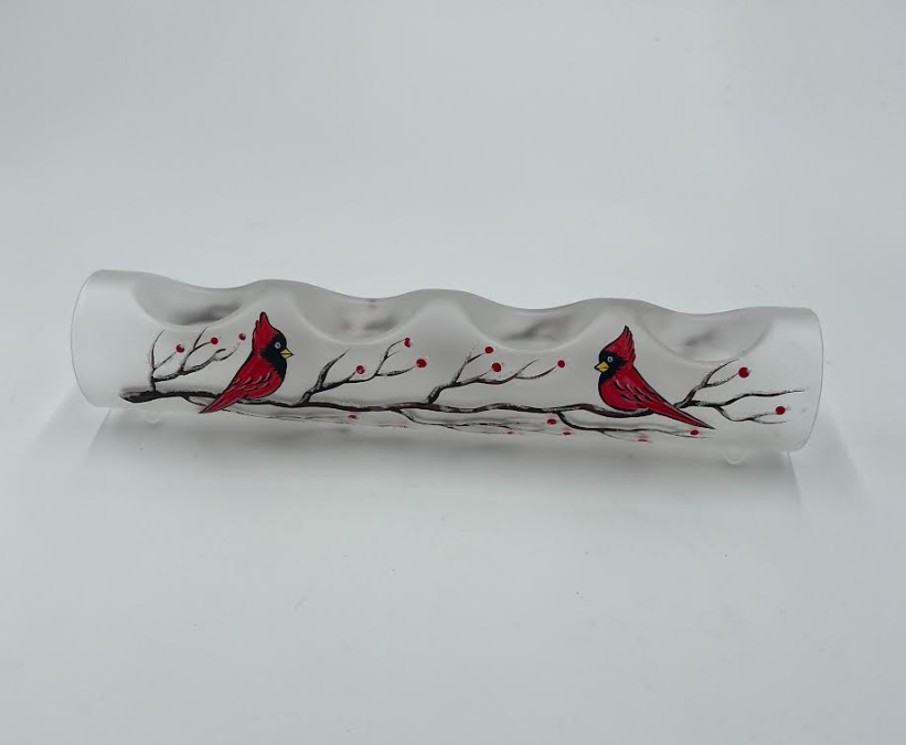 Glass By Iness - Frosted Glass Quadruple Candle Holder - Cardinal - RF4