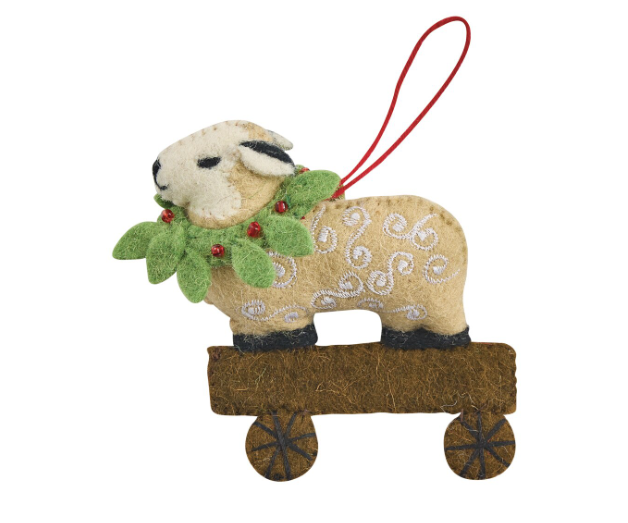 Park Designs Sheep With Wreath Felt Ornament - 8699-951