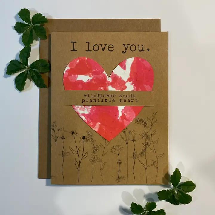 Raven's Edge Studio -  Plantable Heart Card | I Love You | Red Tie Dye
