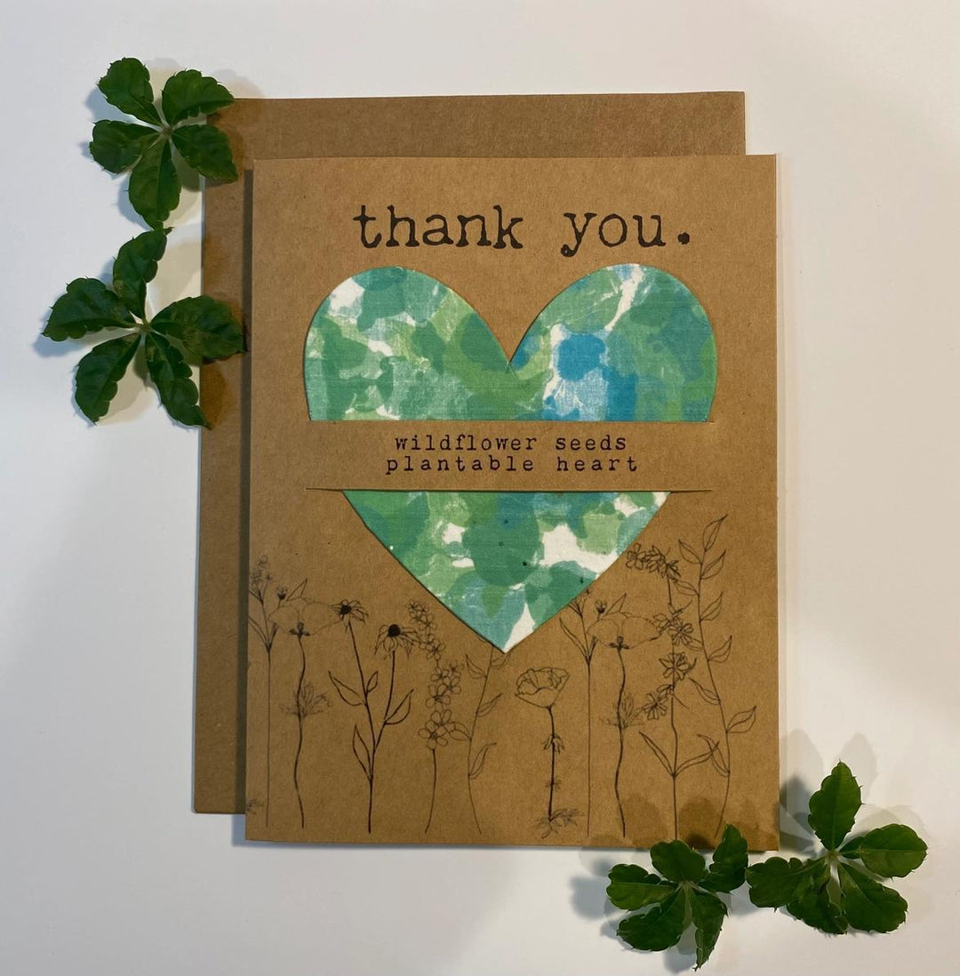 Raven's Edge Studio - Plantable Heart Card | Thank You Card | Eco Conscious Card | Green Tie Dye
