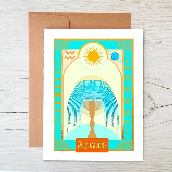Raven's Edge Studio - Zodiac Card - Aquarius Card - Astrology Card - Tree Free