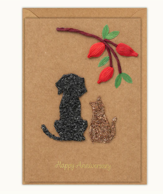 Husk & Heart - Dog & Cat Anniversary Kraft Paper Card and Matching Envelope - HH-GC-10033
