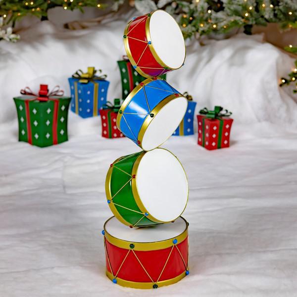 43.15" Tall Iron Christmas Drum Decorative Display Tower "Aaron" ZR220443