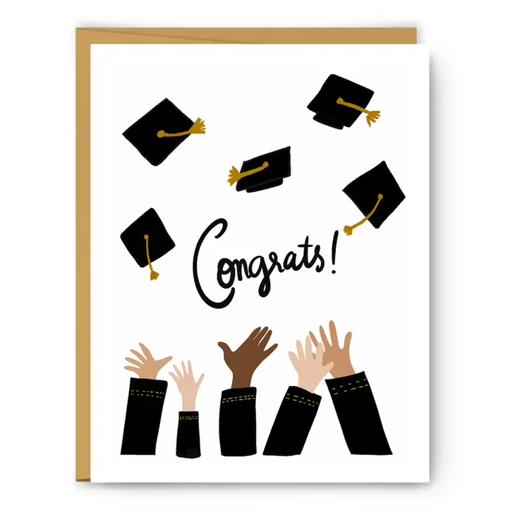 Footnotes - Congrats Graduation Hats - Graduation Card
