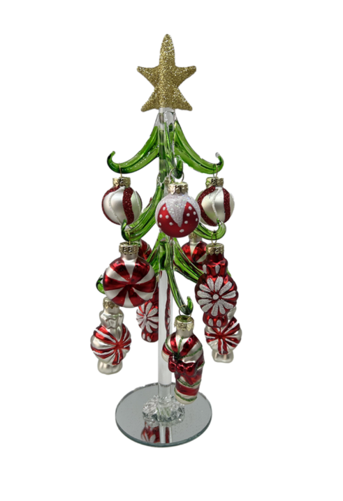 RCS - Mini Glass Christmas Tree w/ Christmas Candy Ornaments - 89857 / 81653596