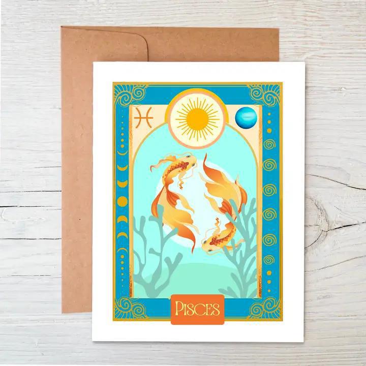 Raven's Edge Studio - Zodiac Card | Pisces Card | Astrology Card | Eco Friendly