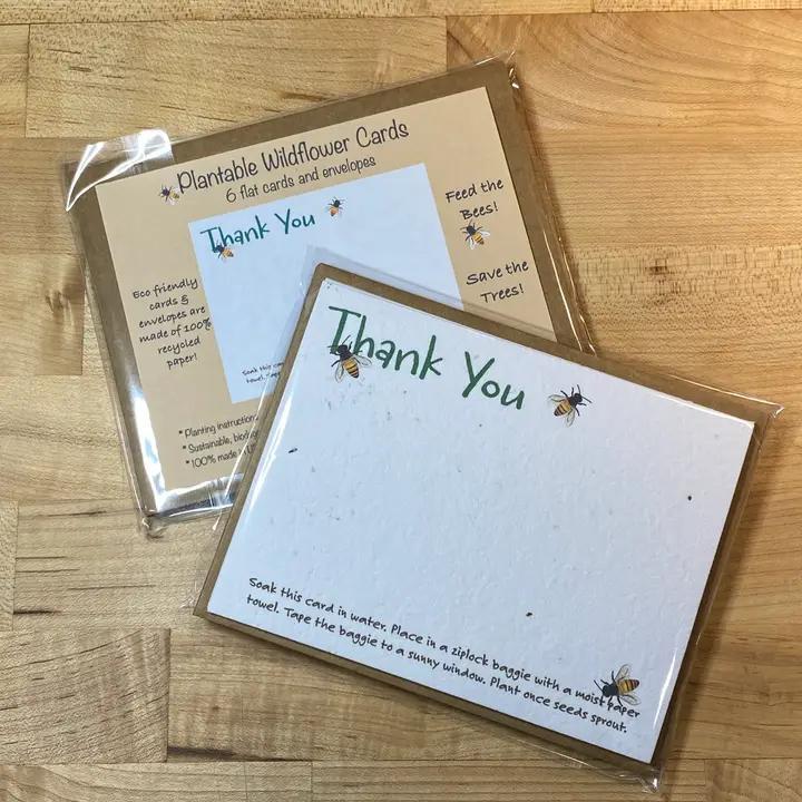 Raven's Edge Studio - Plantable Thank You Notecards | Wildflower Cards | Bees| Set of 6