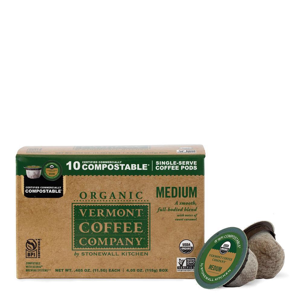Stonewall Kitchen - Vermont Coffee Company - Organic Medium Compostable Coffee Pods - 10 ct - 380053 DISSVF