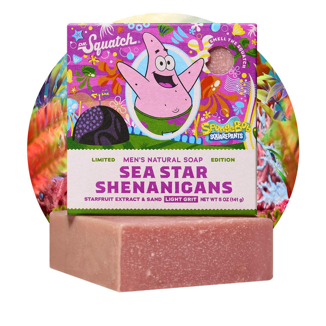 Dr.Squatch - Spongebob Squarepants - Sea Star Shenanigans Bar Soap 5 oz - WH-BAR-SSH-01