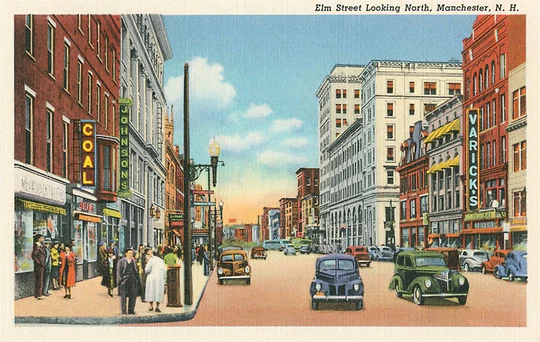 Found Image Press - NH-789 Postcard: Downtown Manchester NH-00789-PC2001-M