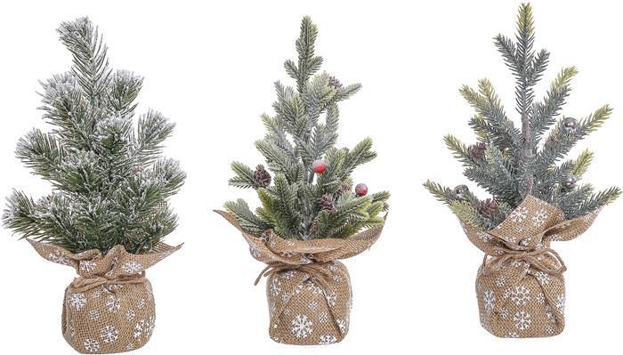 Special T Floral Pine With Snowflake Burlap Tree Assorted F24632