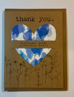 Raven's Edge Studio - Plantable Heart Card | Thank You Card | Eco Conscious Card | Blue Tie Dye