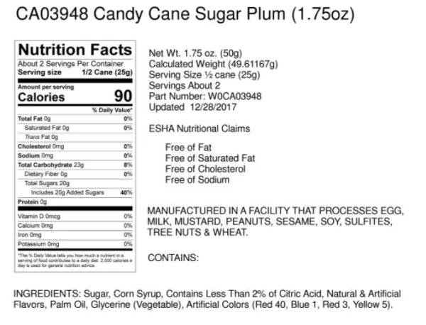 Hammond's Candies - Candy Canes - Sugar Plum DISSVF
