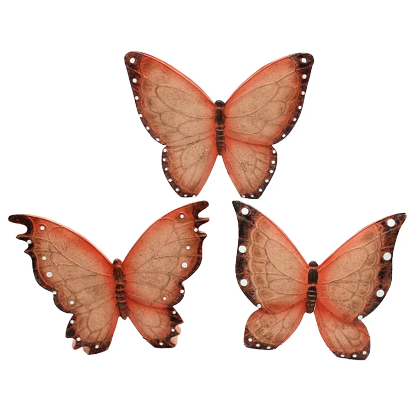 Apricot Resin Butterfly Stands - 3 Assorted Styles ( Sold Individually ) - RAF41411-3A